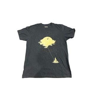 Design By Humans Graphic T Shirt Large Mens Womens Dark Grey Moon Cloud Bike